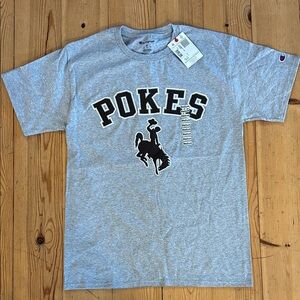 NWT Champion Heather Gray university of Wyoming Pokes Tee